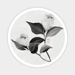 SumiE camellia flowers Magnet